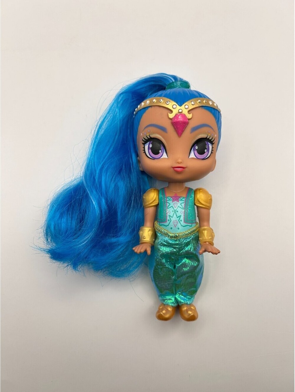 Mattel Shimmer & Shine Shine 6in Genie Doll Blue Hair Metallic Teal Outfit Loose